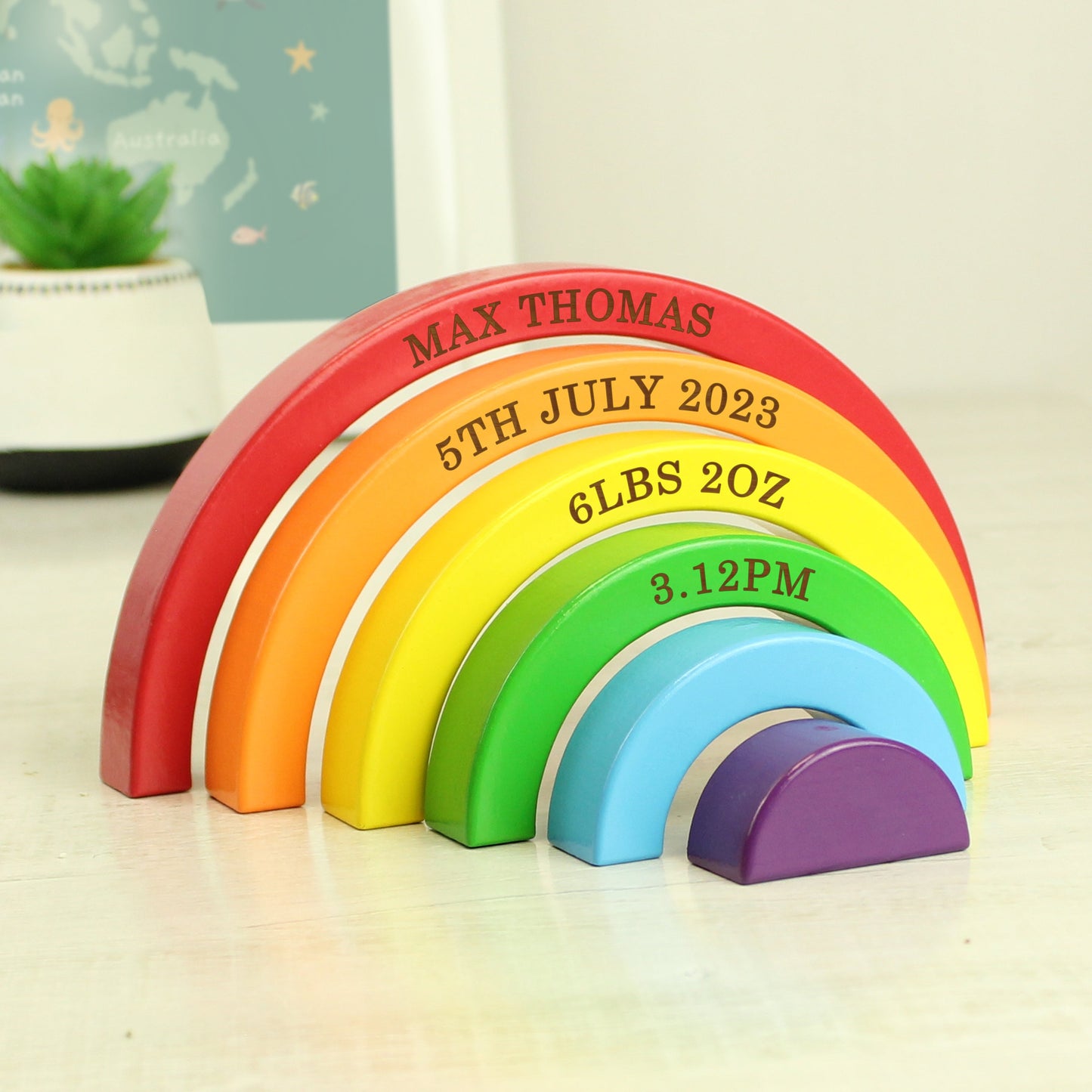 Personalised Wooden Rainbow Stacker Toy