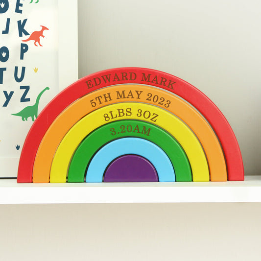 Personalised Wooden Rainbow Stacker Toy