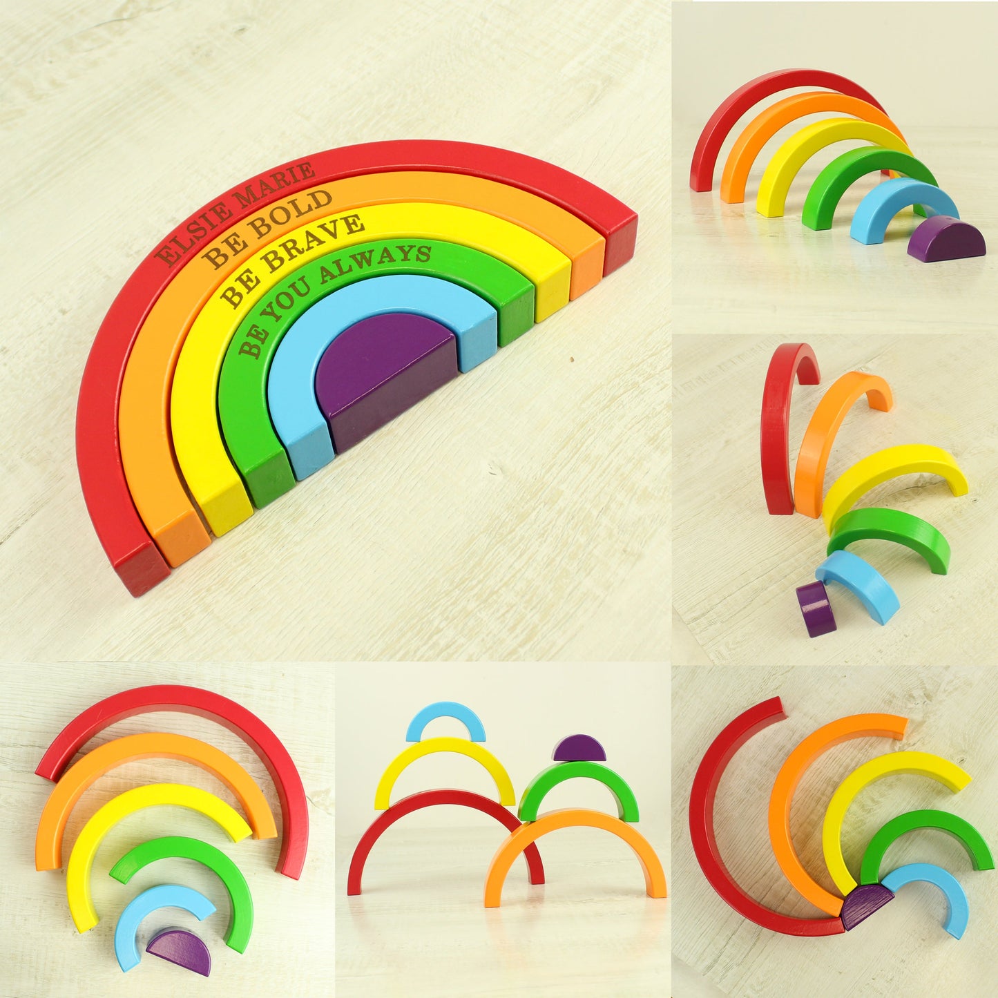 Personalised Wooden Rainbow Stacker Toy