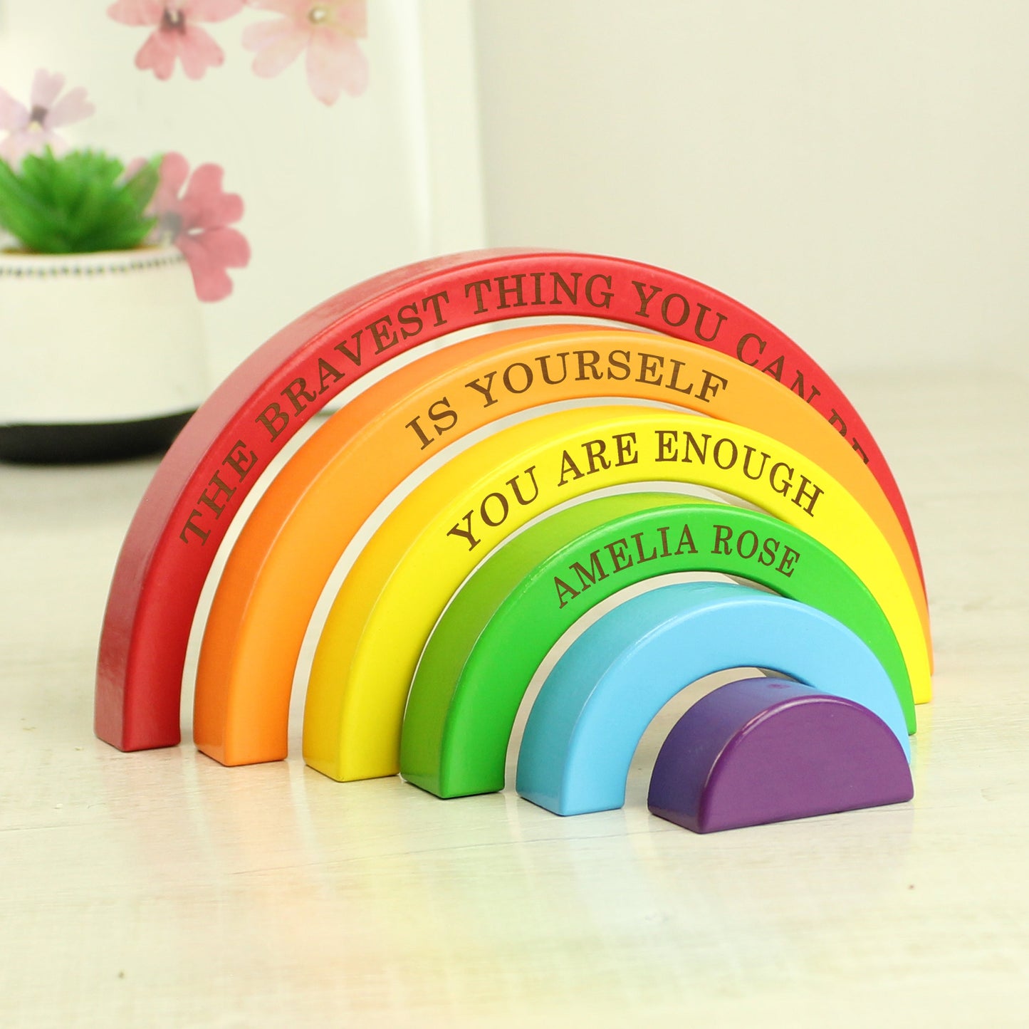 Personalised Wooden Rainbow Stacker Toy