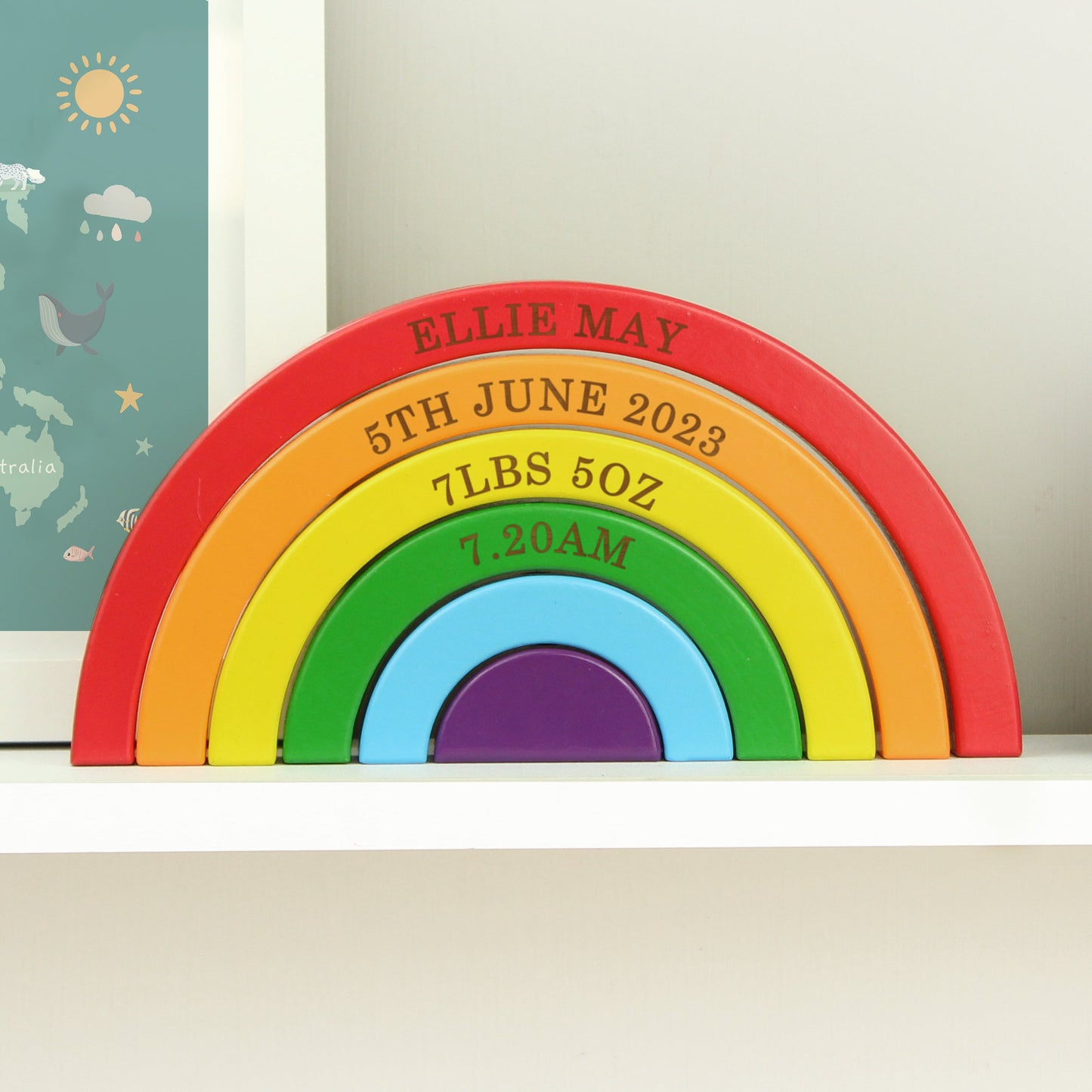 Personalised Wooden Rainbow Stacker Toy