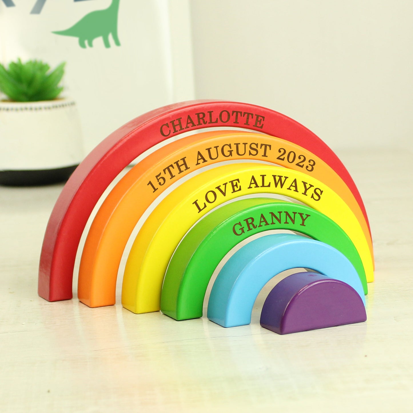 Personalised Wooden Rainbow Stacker Toy