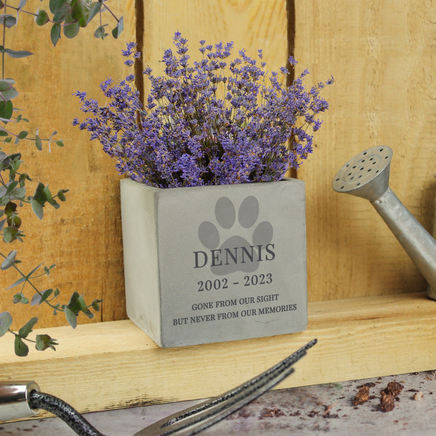 Personalised Pet Paw Print Memorial Concrete Plant Pot