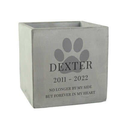 Personalised Pet Paw Print Memorial Concrete Plant Pot