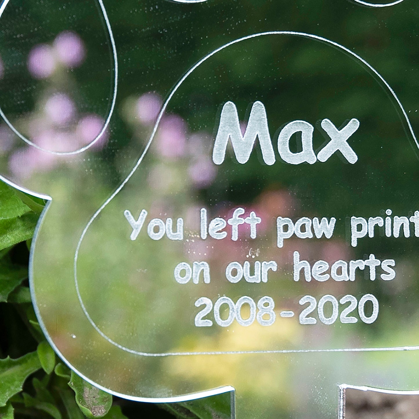 Personalised Pet Paw Print  Mirror Acrylic Grave Marker