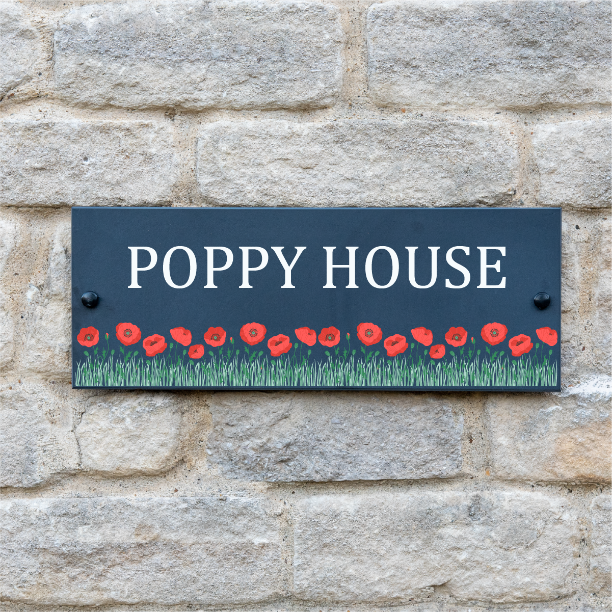 Personalised Poppy Slate House Sign