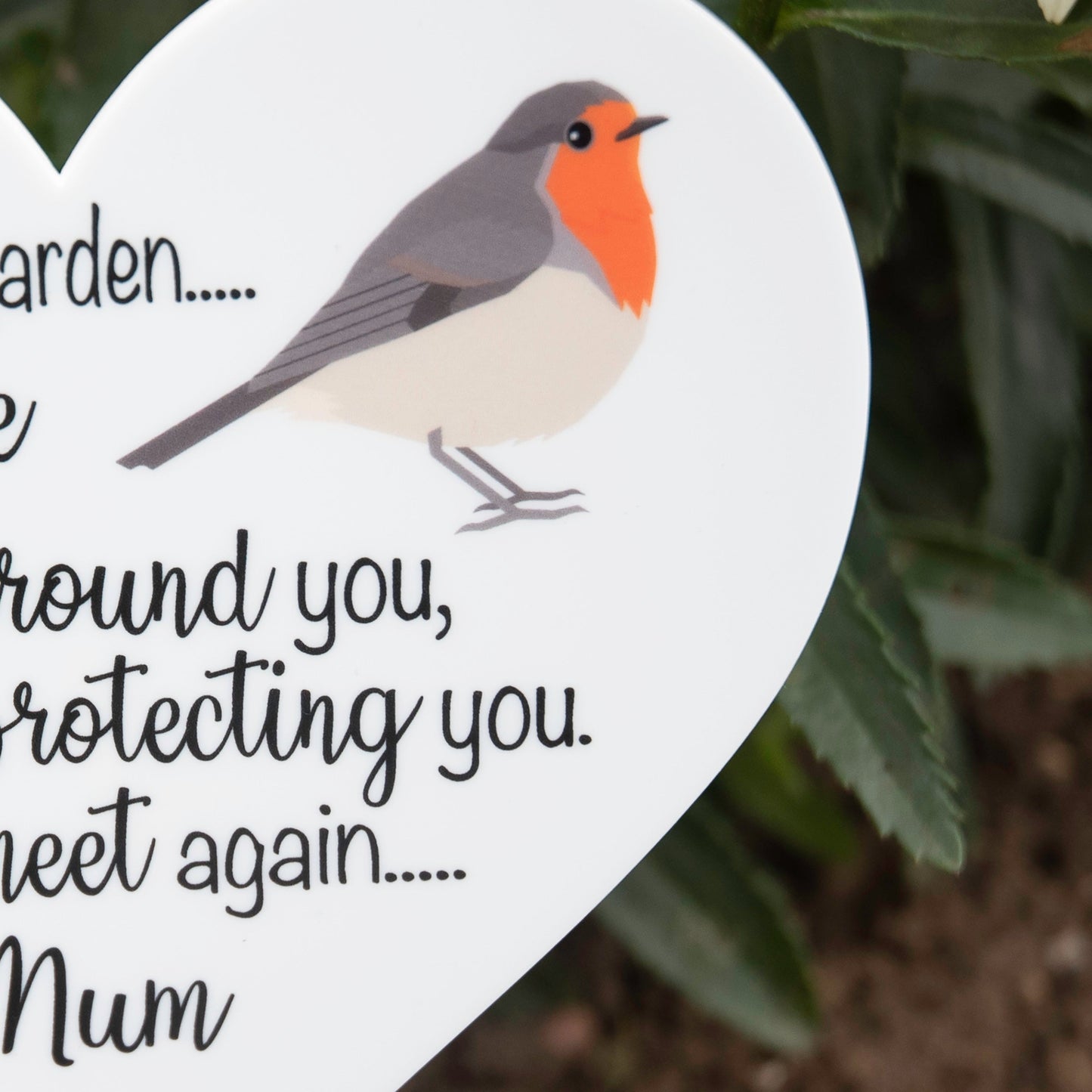 Personalised Robin Heart Memorial Acrylic Grave Marker