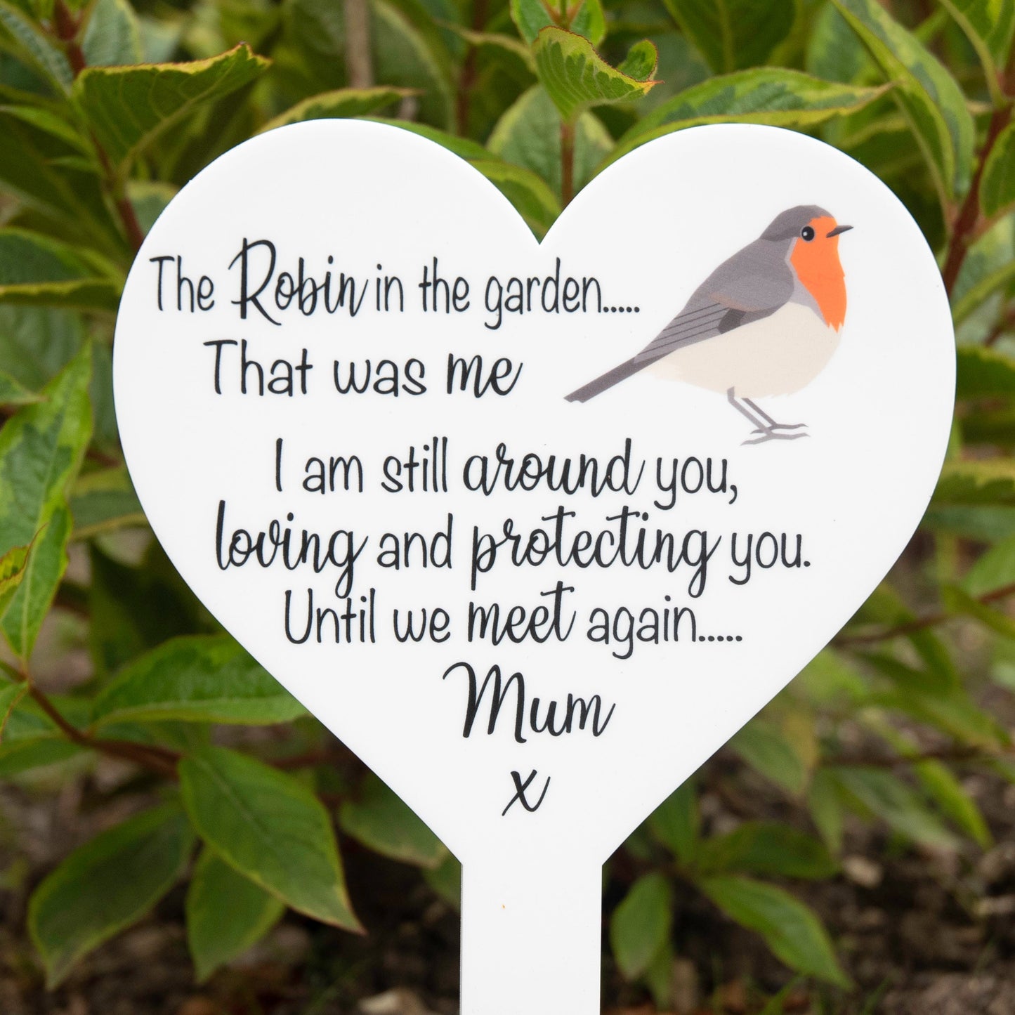 Personalised Robin Heart Memorial Acrylic Grave Marker