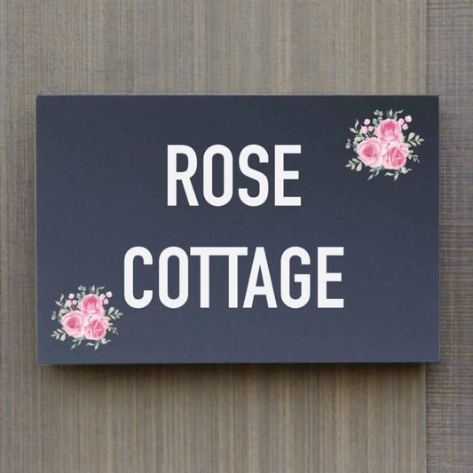 Personalised Garden Rose Wall Mounted House Sign