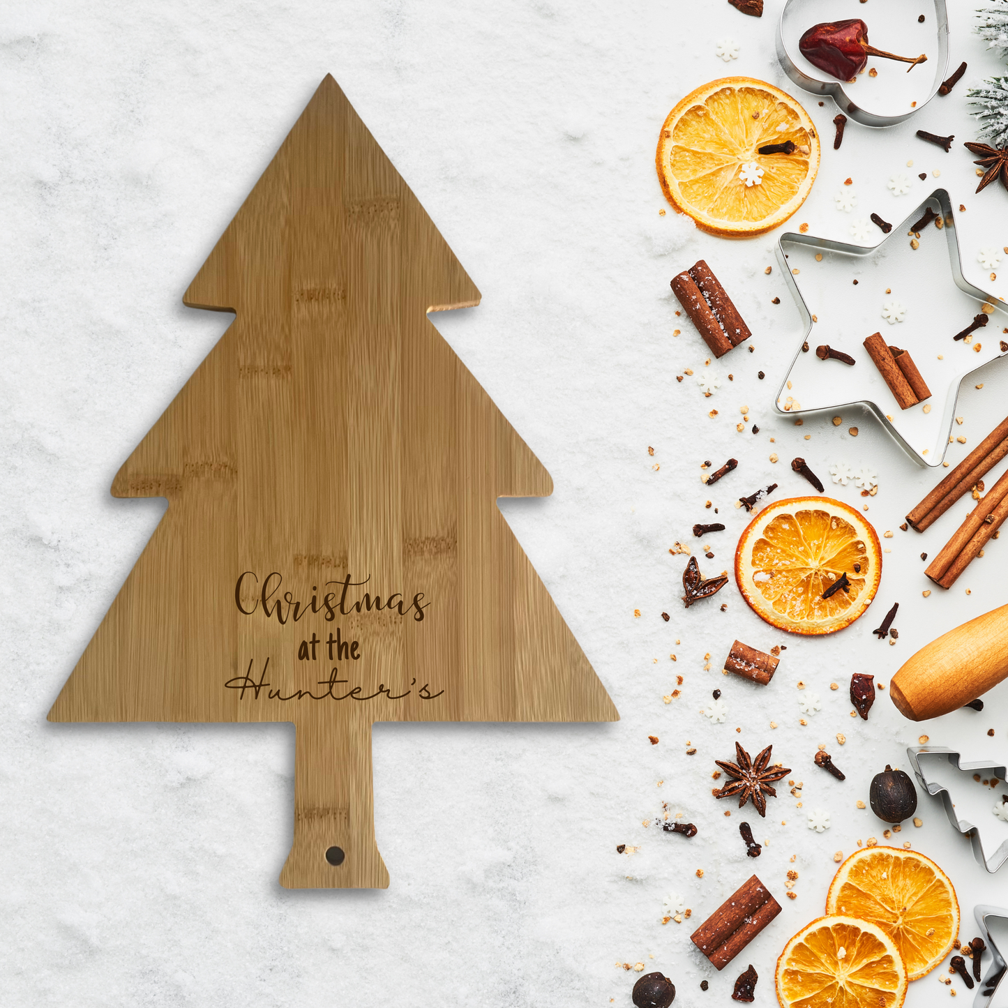 Personalised Christmas Tree Wooden Serving Board