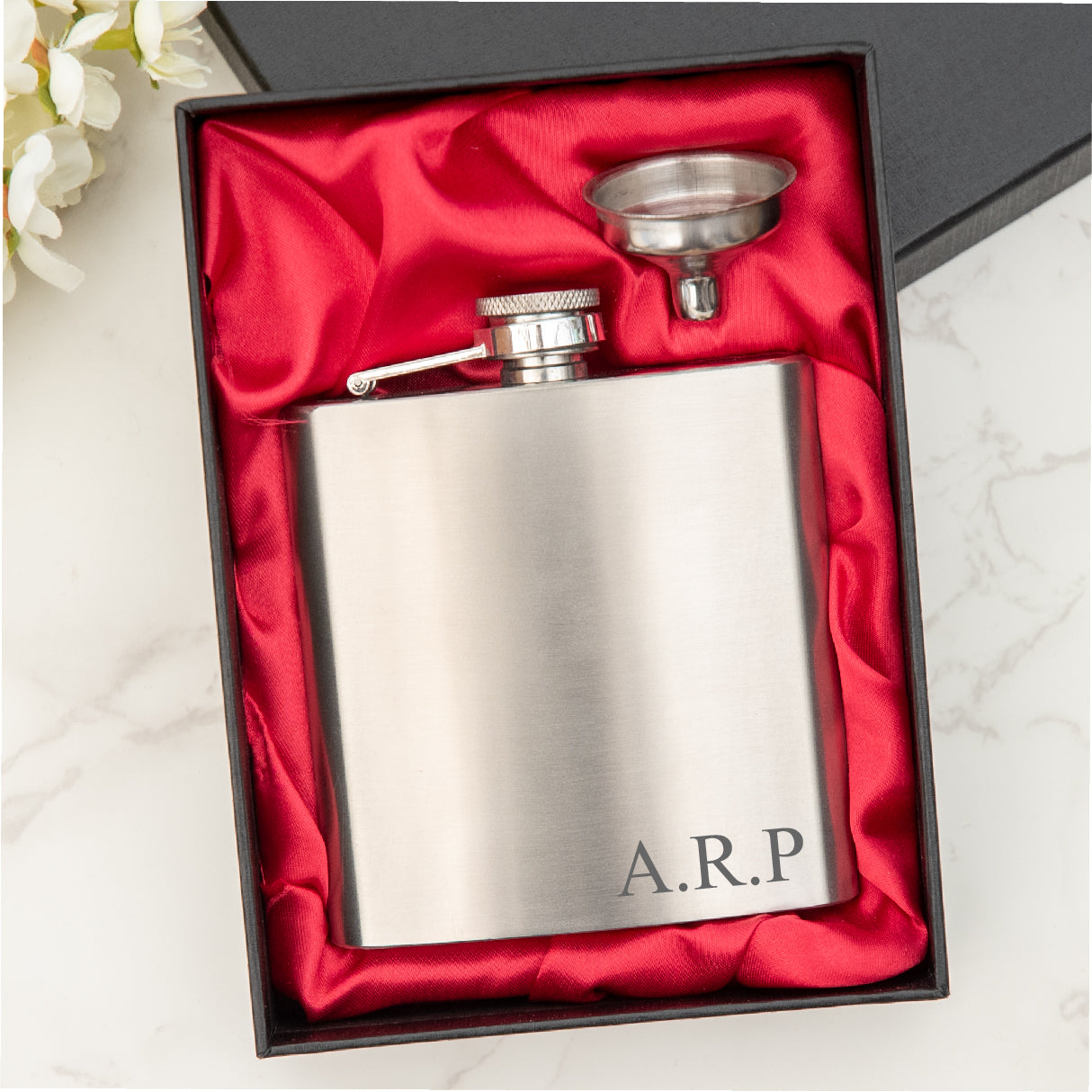 Personalised  Engraved Hip Flask Initials Design