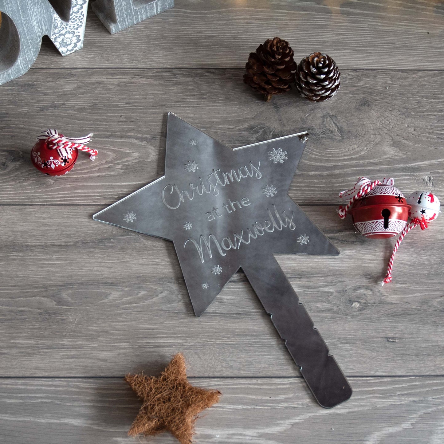 Personalised Christmas At The Acrylic Star Tree Topper