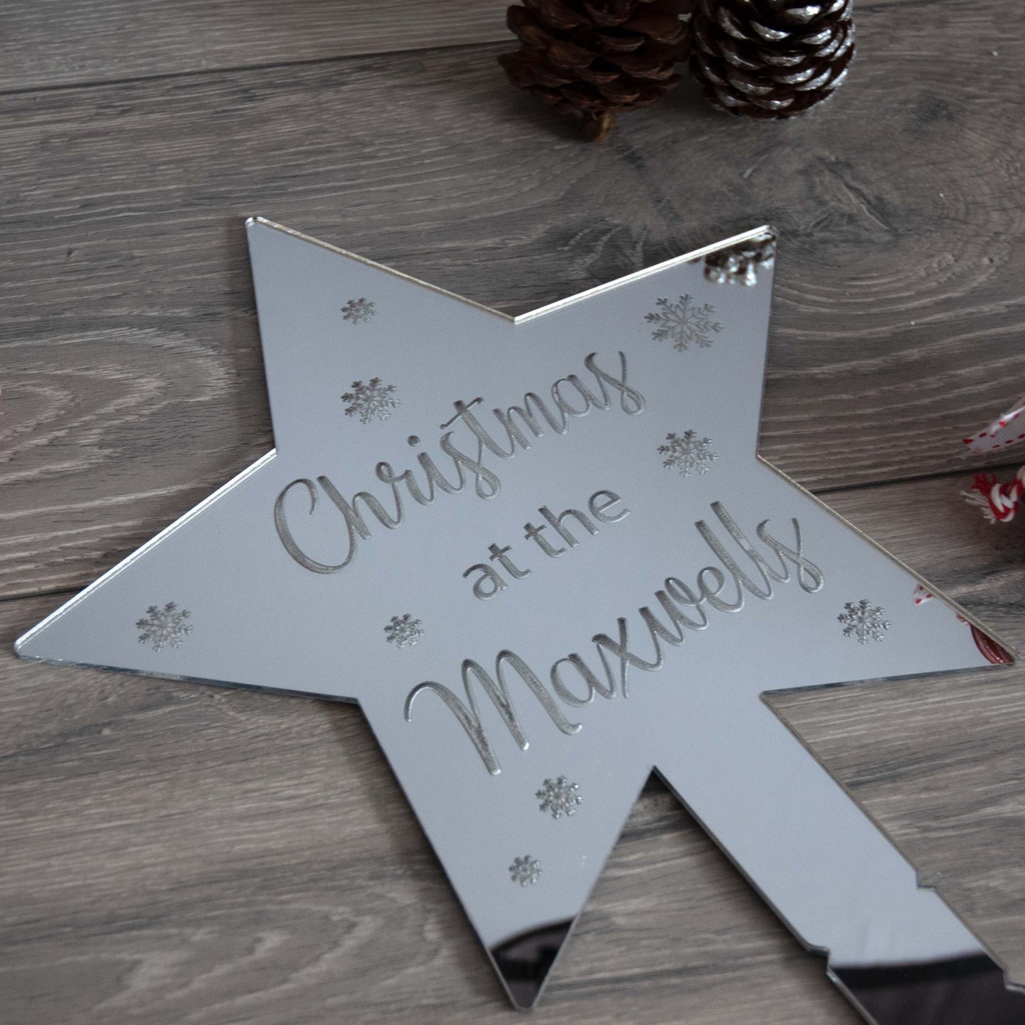 Personalised Christmas At The Acrylic Star Tree Topper