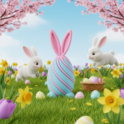 Spiral Easter Bunny Egg – 3D Printed Fidget Toy & Spring Decor