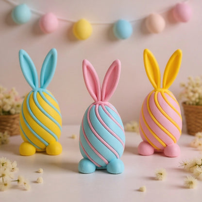 Spiral Easter Bunny Egg – 3D Printed Fidget Toy & Spring Decor