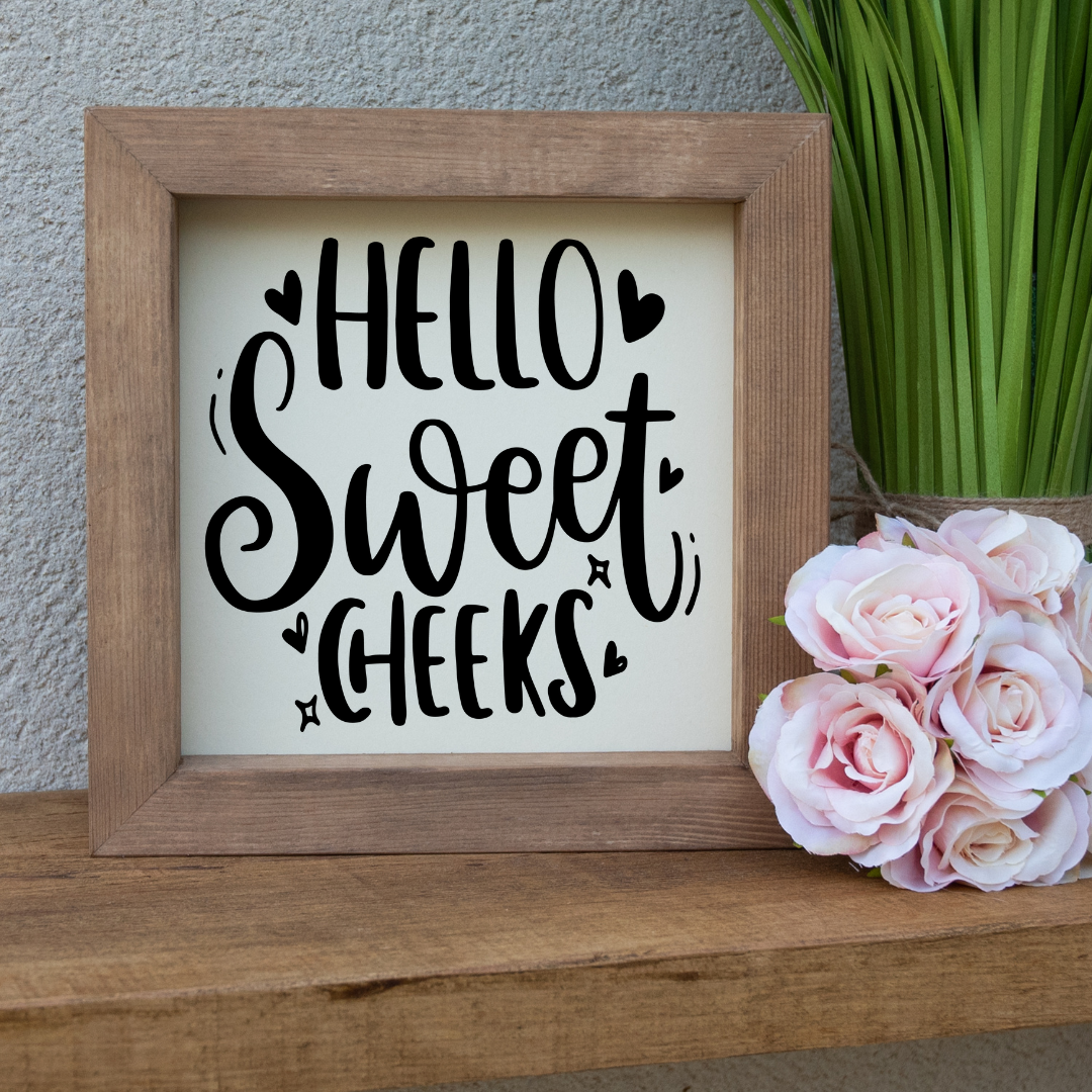 Hello Sweet Cheeks Bathroom Wooden Picture Frame