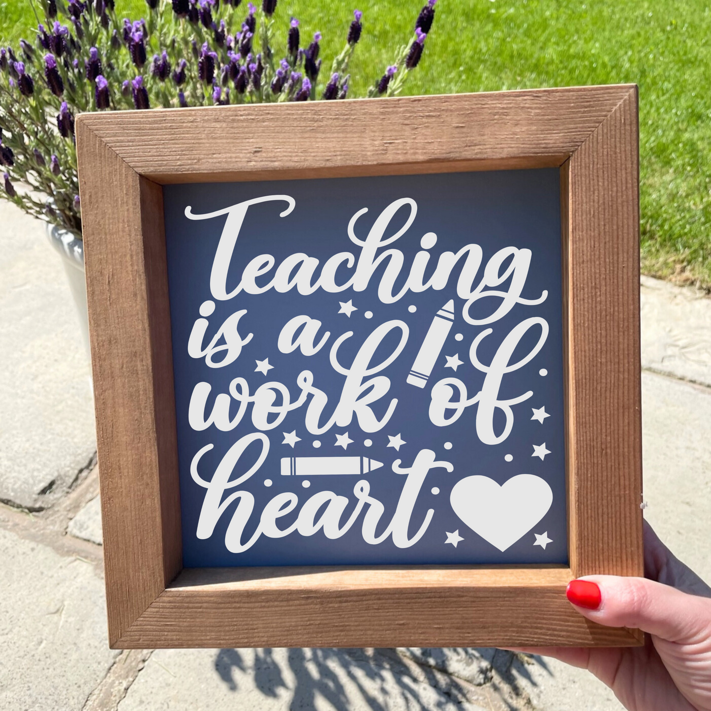 Teaching Is A Work Of Heart Handmade Wooden Picture Frame Teacher Gift