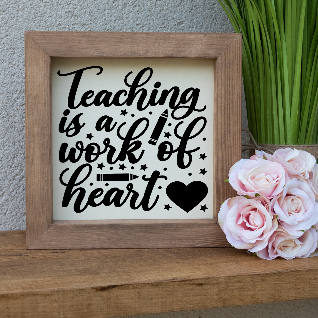 Teaching Is A Work Of Heart Handmade Wooden Picture Frame Teacher Gift