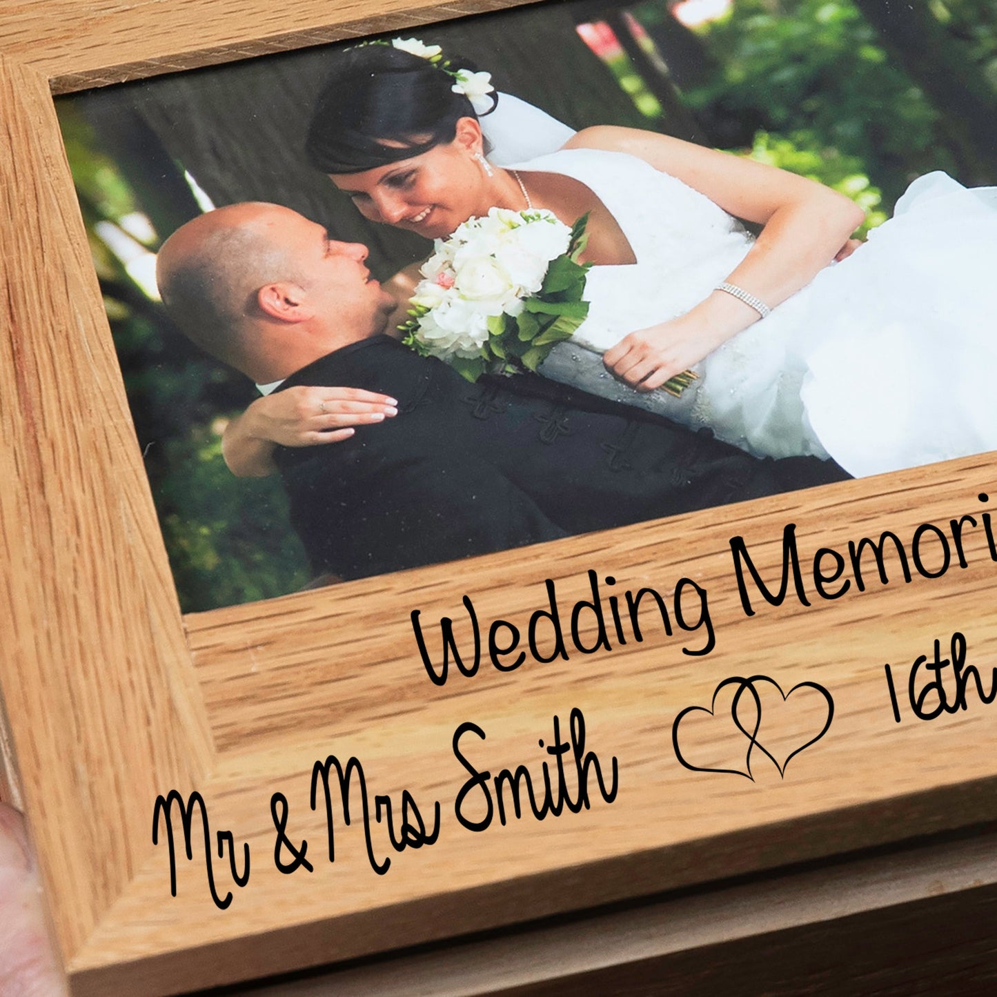 Personalised Solid Oak Photo Keepsake Wedding Box