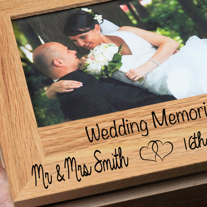 Personalised Solid Oak Photo Keepsake Wedding Box
