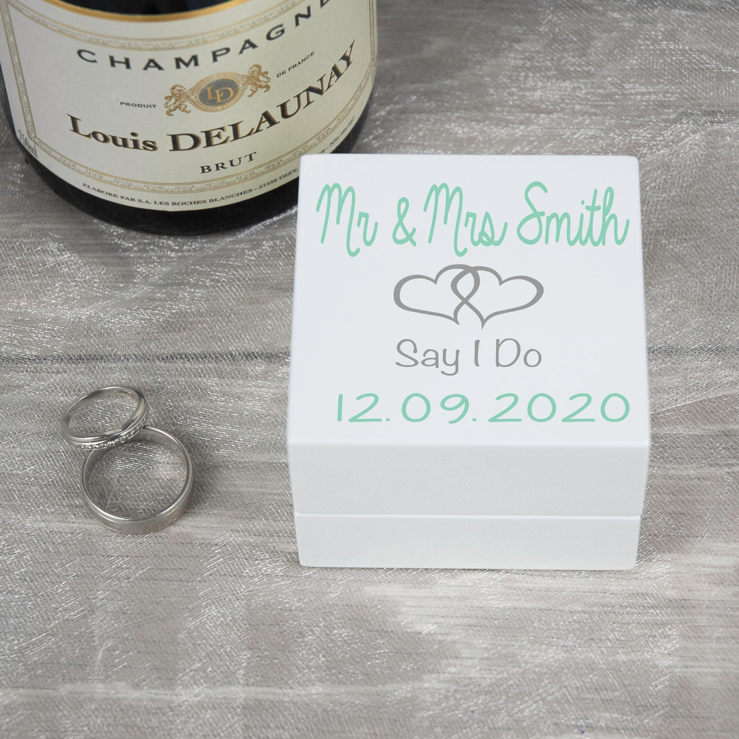 Personalised Wooden 'I Do' Wedding Ring Keepsake Box