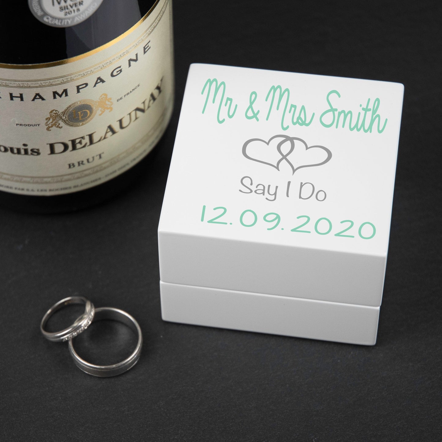 Personalised Wooden 'I Do' Wedding Ring Keepsake Box