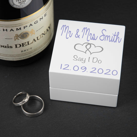 Personalised Wooden 'I Do' Wedding Ring Keepsake Box