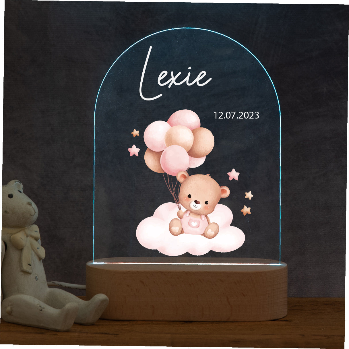 Personalised Bear and Balloons Night Light