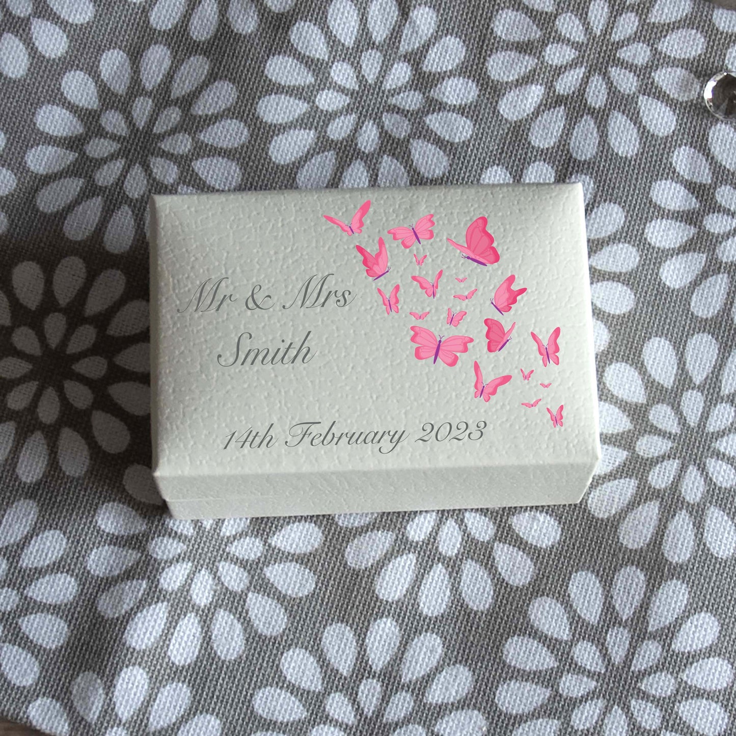 Personalised Butterflies Wedding Ring Keepsake Box