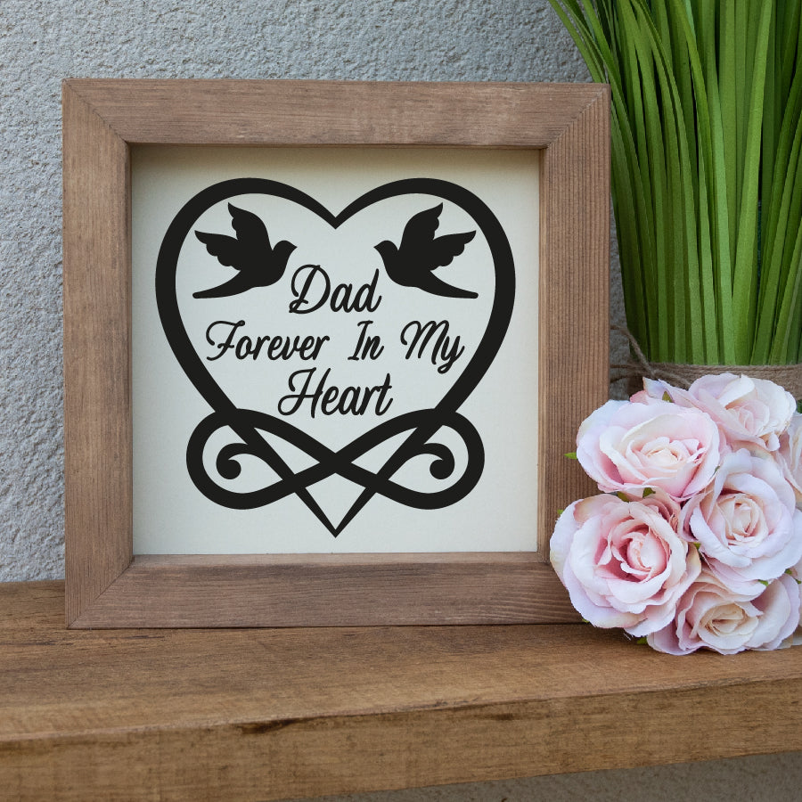 Dad Forever In My Heart Memorial Dove Wooden Picture Frame