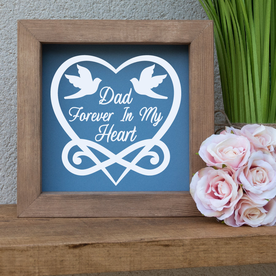 Dad Forever In My Heart Memorial Dove Wooden Picture Frame