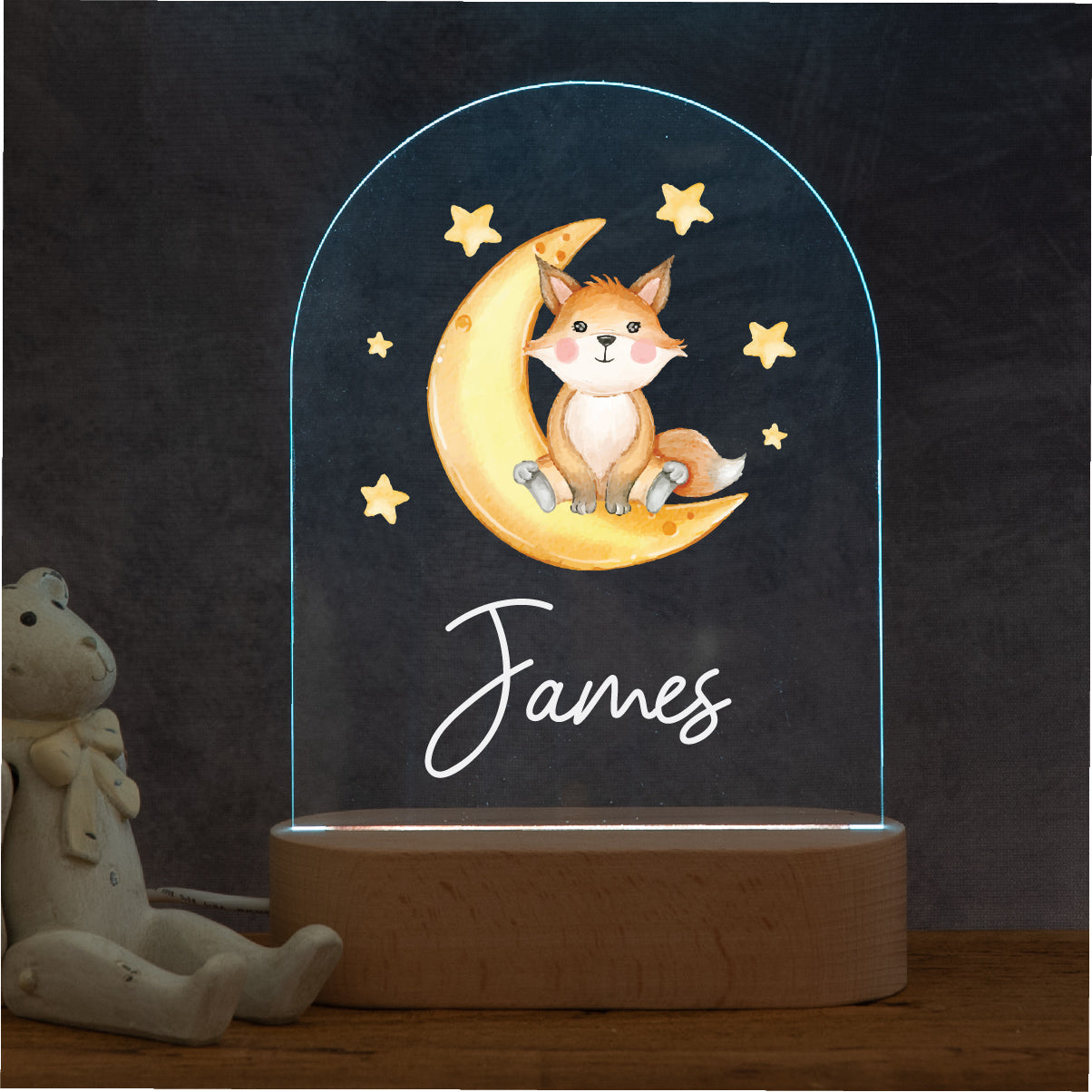 Personalised Fox and Moon Night Light