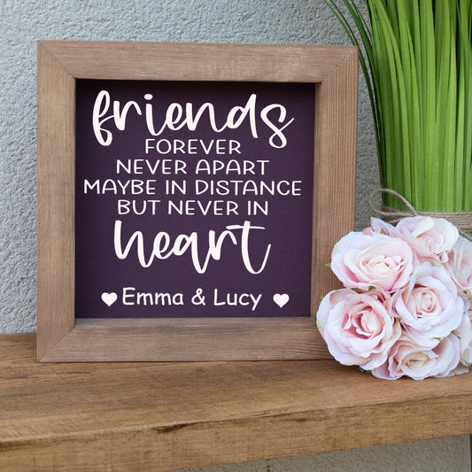 Personalised Friends Forever Never Apart Wooden Picture Frame