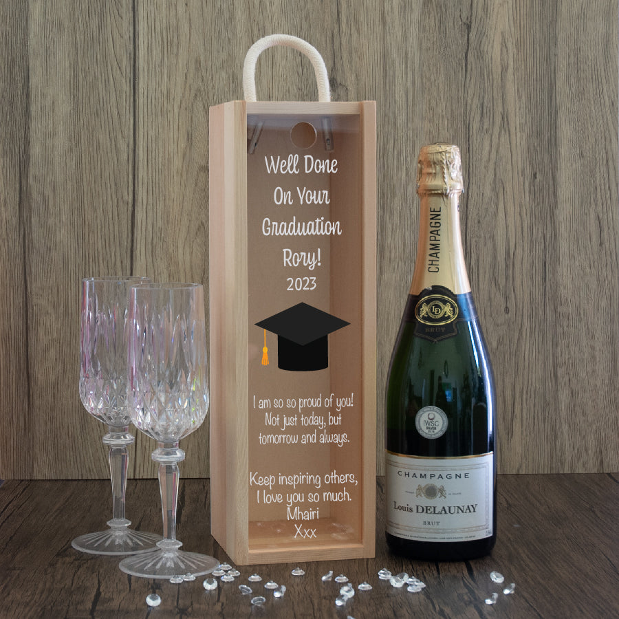 Personalised Graduation Design Wooden Bottle Box