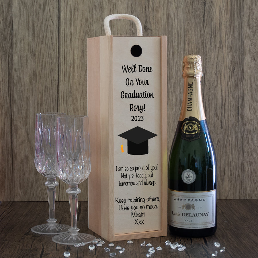 Personalised Graduation Design Wooden Bottle Box