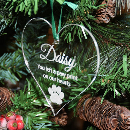 Wooden Personalised  Pet Memorial Heart Christmas Bauble