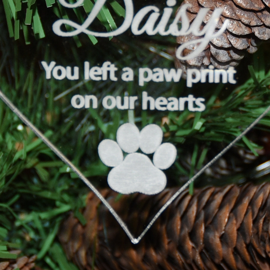 Wooden Personalised  Pet Memorial Heart Christmas Bauble