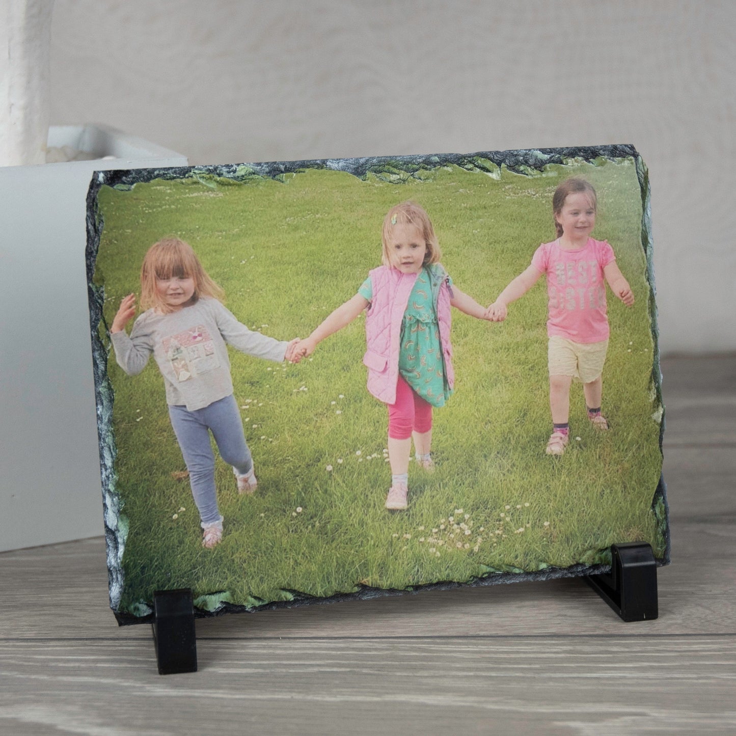 Personalised Natural Rock Slate Custom Photo With Stands