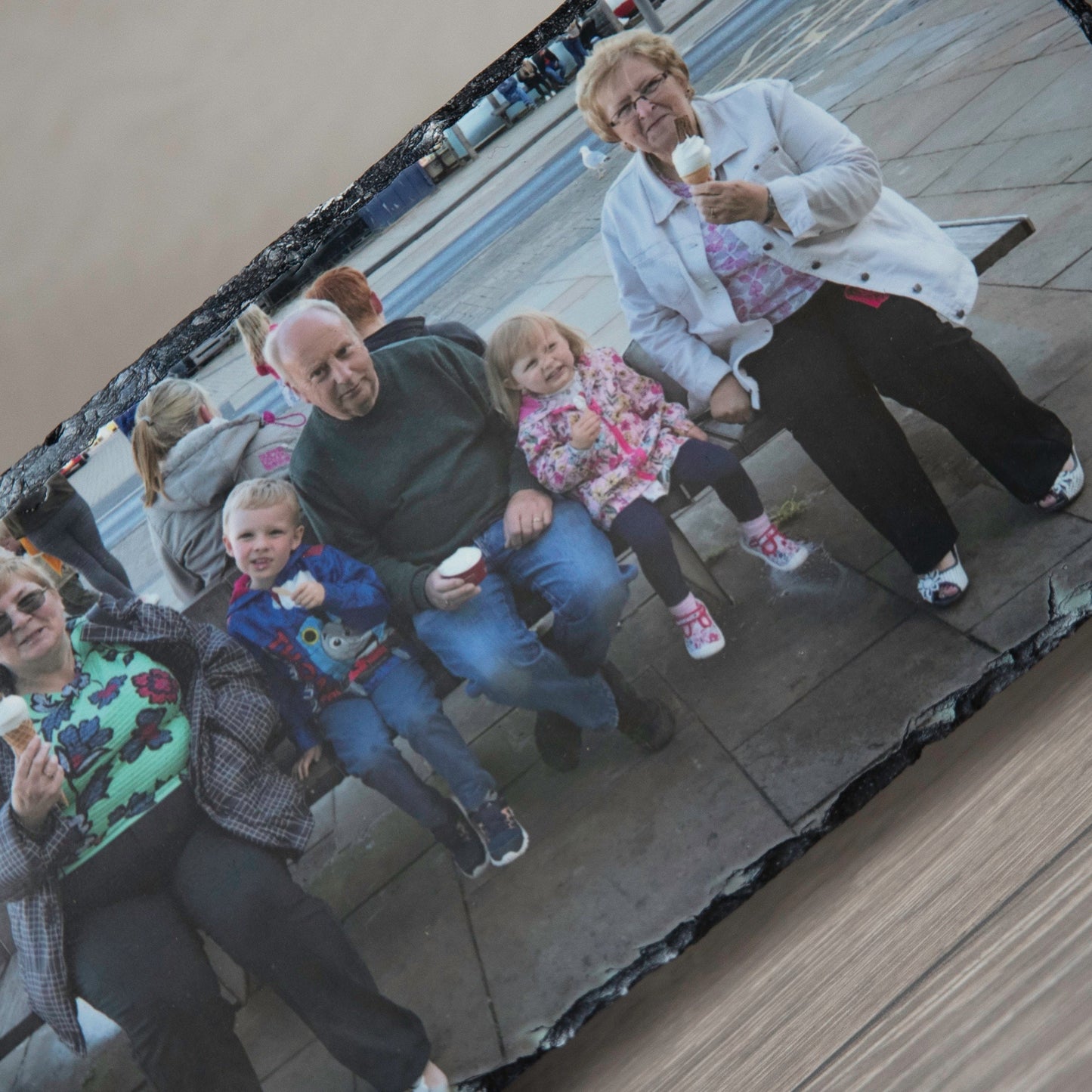 Large Personalised Natural Rock Slate Custom Photo With Stands