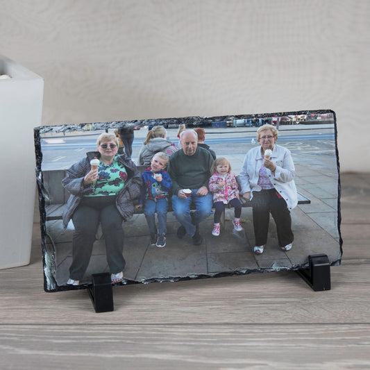 Large Personalised Natural Rock Slate Custom Photo With Stands