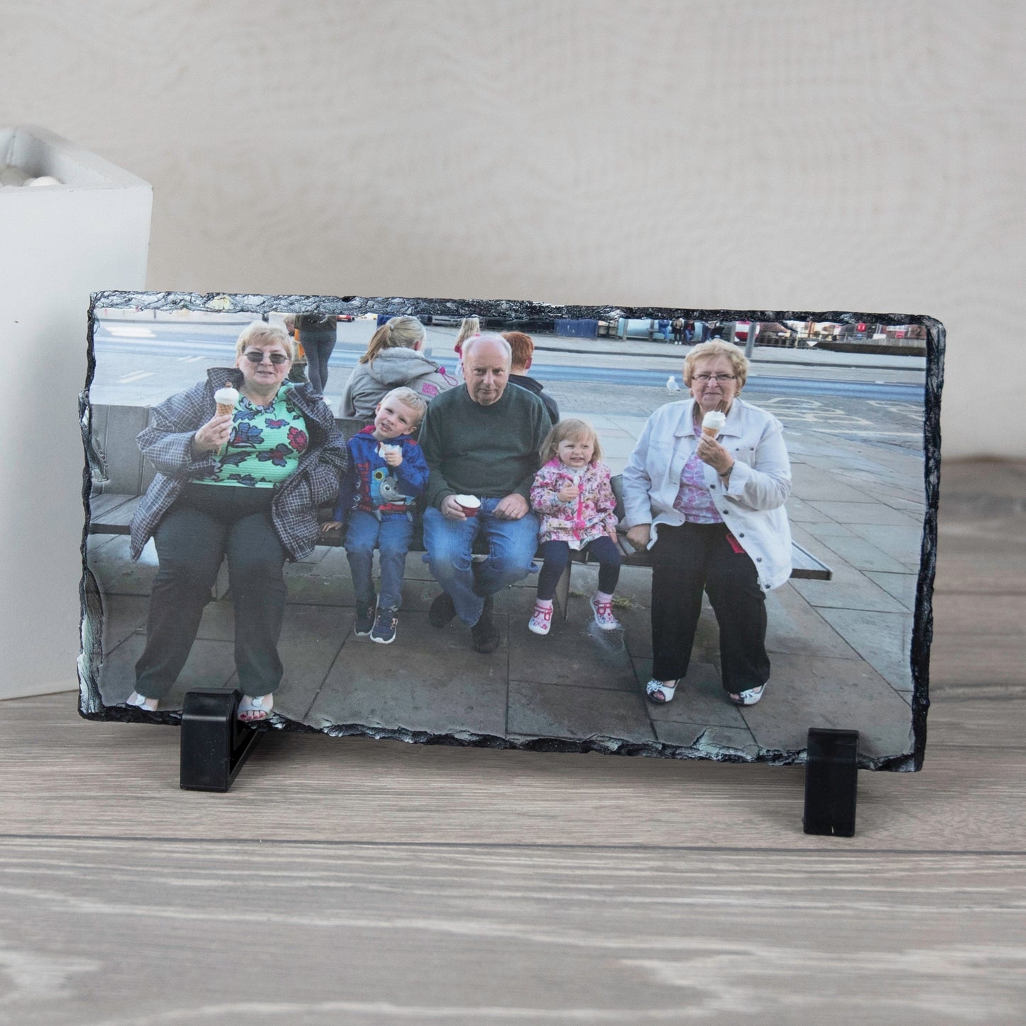 Large Personalised Natural Rock Slate Custom Photo With Stands