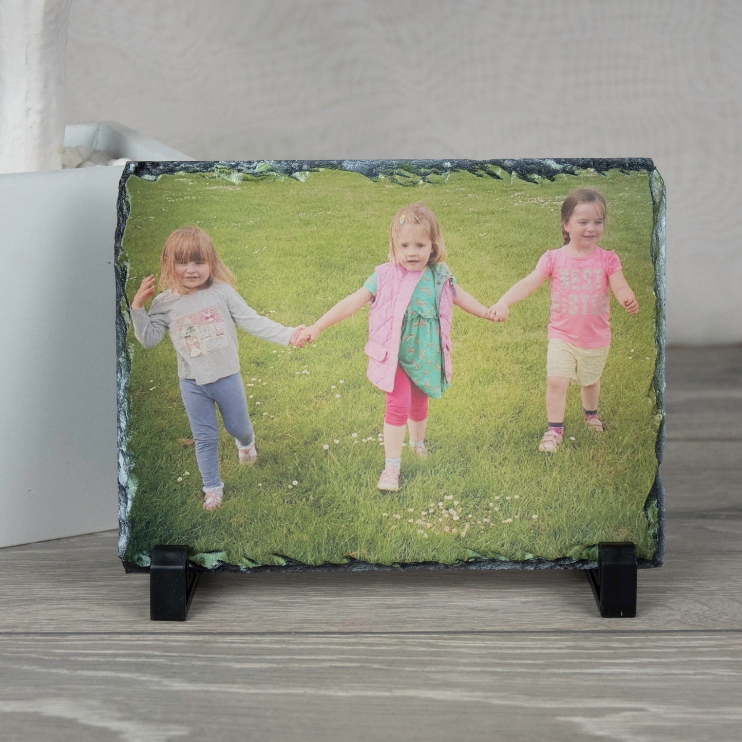 Personalised Natural Rock Slate Custom Photo With Stands