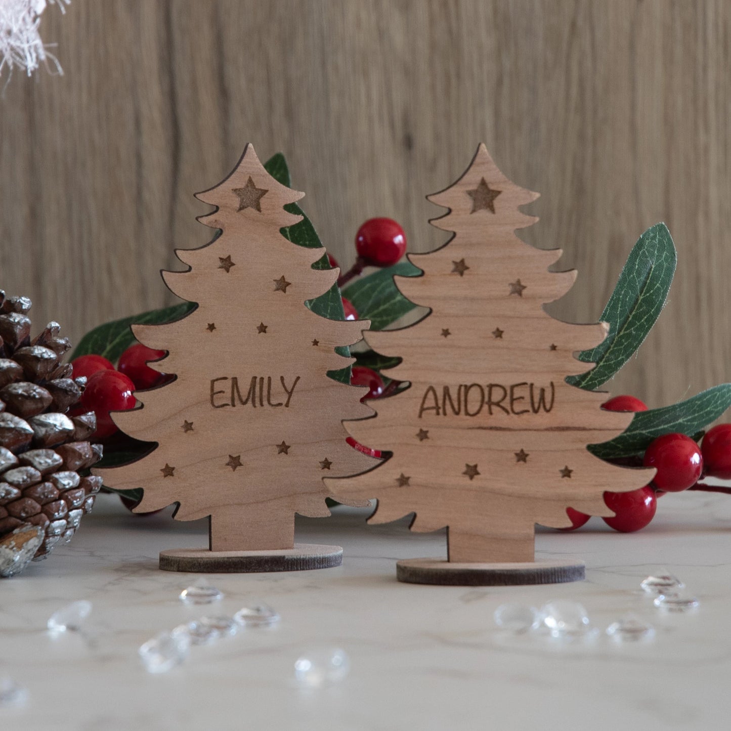 Personalised Wooden Christmas Tree Place Name