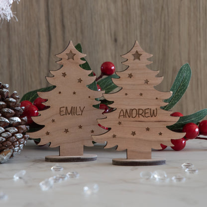 Personalised Wooden Christmas Tree Place Name