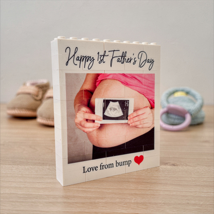 Personalised Happy Fathers Day From Bump Photo Block and Text made from, LEGO® Bricks