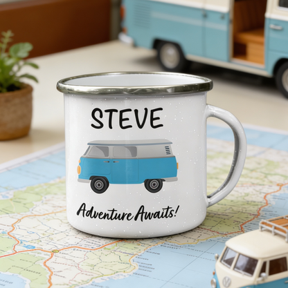 Personalised Camper Van Home is Where We Park It Enamel Mug