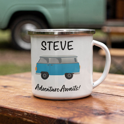 Personalised Camper Van Home is Where We Park It Enamel Mug