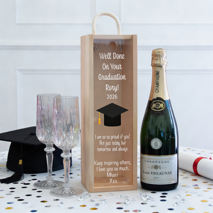 Personalised Graduation Design Wooden Bottle Box