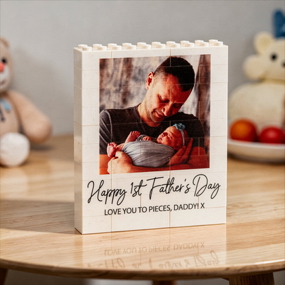 Personalised Happy 1st Fathers Day Photo Block and Text made from LEGO® Bricks