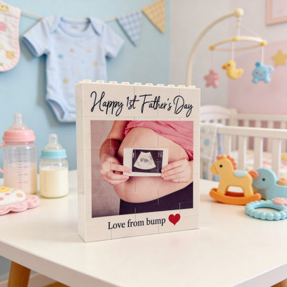 Personalised Happy Fathers Day From Bump Photo Block and Text made from, LEGO® Bricks